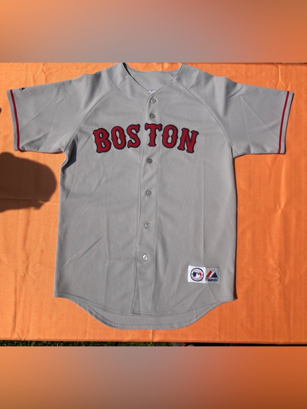 Majestic Boston Red Sox Grey Button-Up Baseball blank Jersey medium